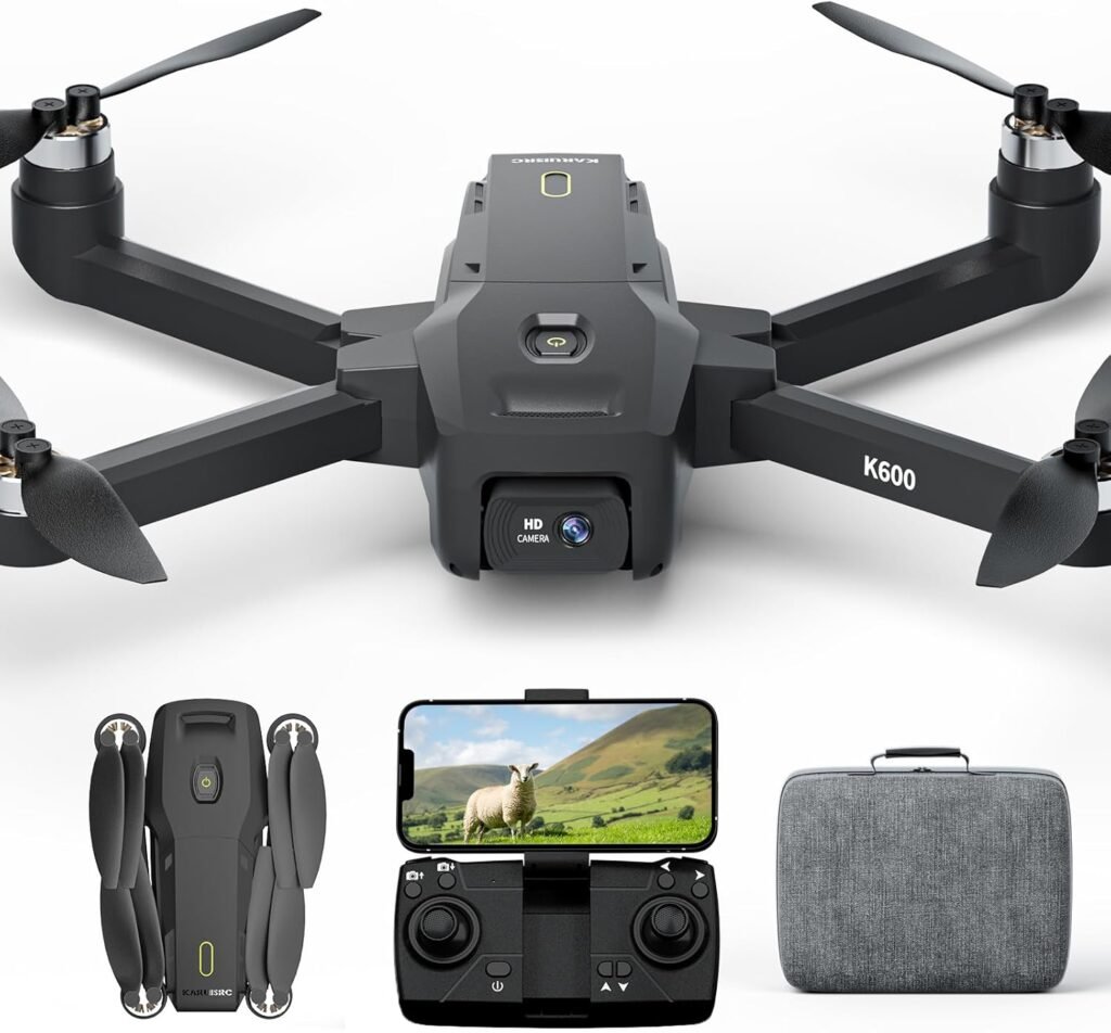 K600 Drone with 2 Camera 1080P for Adults,90°Adjust Lens Upgrade Brushless Drones with Auto Hold,APP VR FPV Professional Drone with 1800mah Modular Battery for long time,Gesture Control,Carrying Case