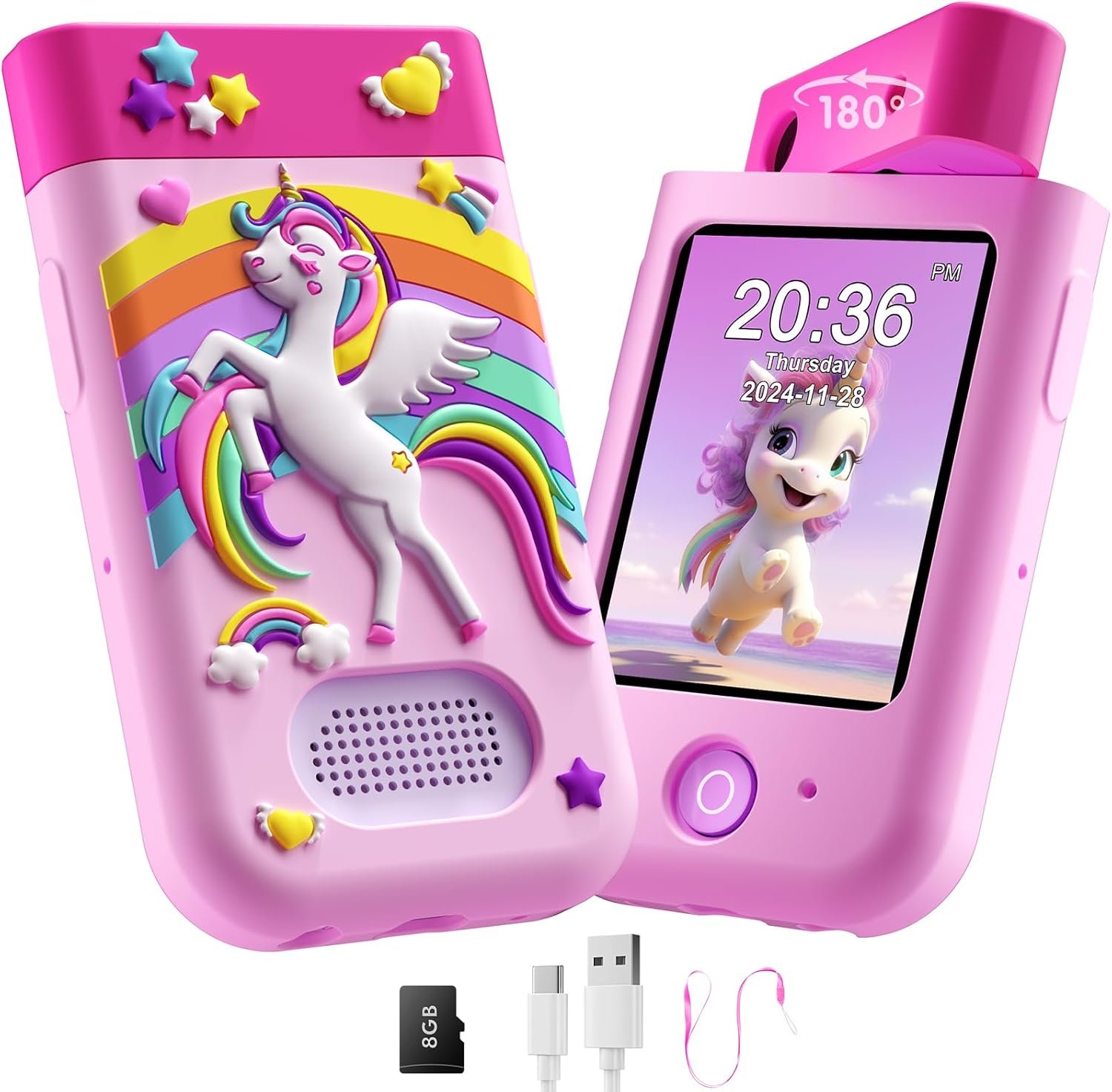 Kids Smart Phone Toy for Girls, Christmas Birthday Gift for Girls Ages 3-10, Touchscreen Toddler Play Phone with Rotating Camera, Learning Game, Music Player Kids Smart Phone Toy for Girls, Christmas Birthday Gift for Girls Ages 3-10, Touchscreen Toddler Play Phone with Rotating Camera, Learning Game, Music Player
