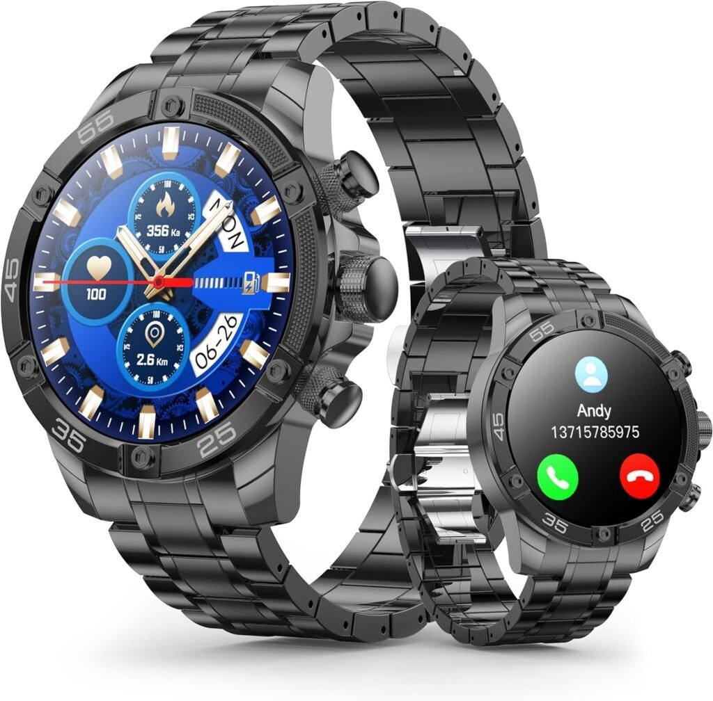 Smart Watches(Answer/Make Call), 1.53″ Luxury Business Smartwatch for Men IP67 Waterproof, 100+ Sport Modes, Fitness Activity Tracker, Heart Rate Sleep Monitor, Pedometer (Black)