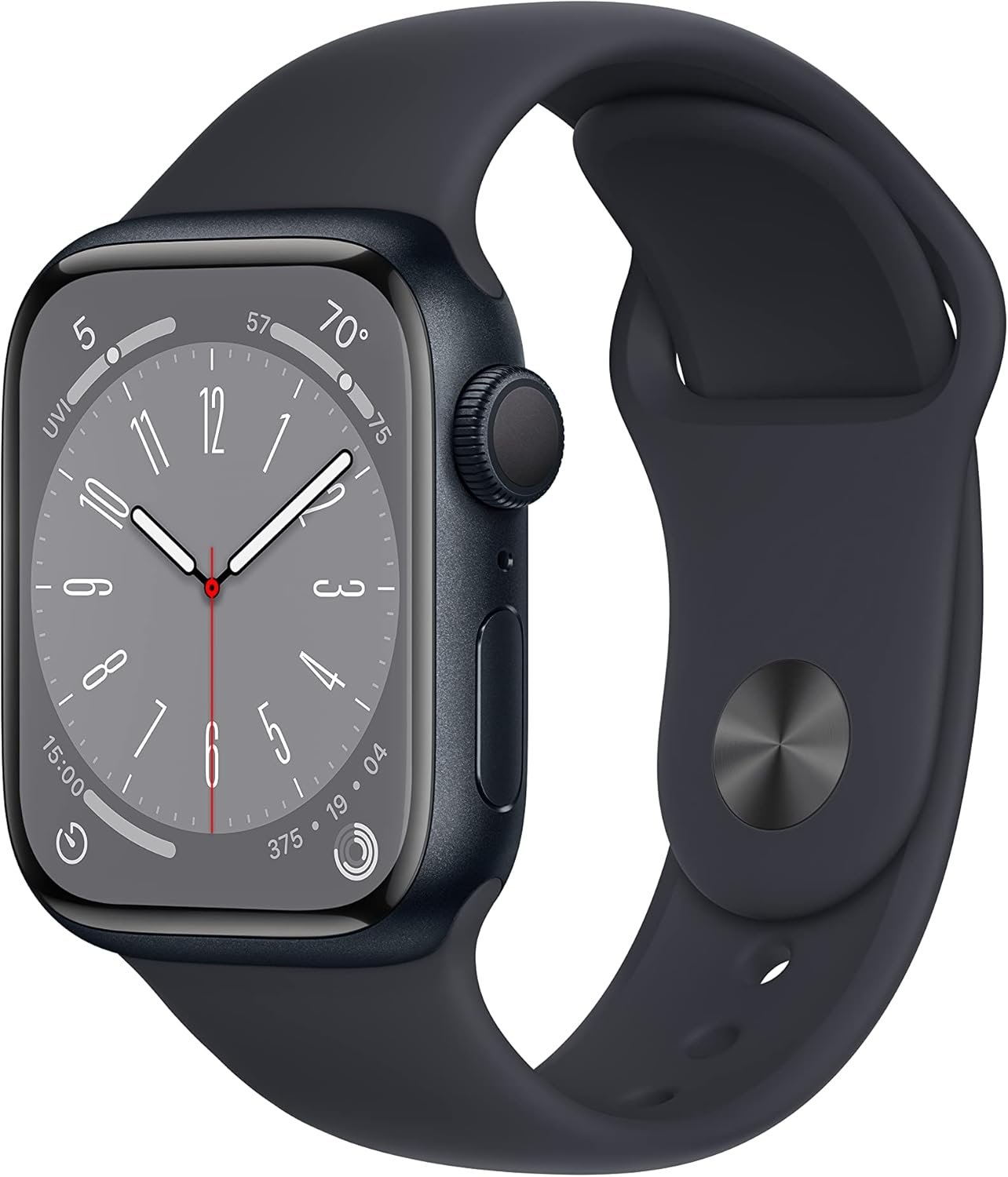 Apple Watch Series 8 [GPS, 41mm] – Midnight Aluminum Case with Midnight Sport Band, S/M (Renewed)