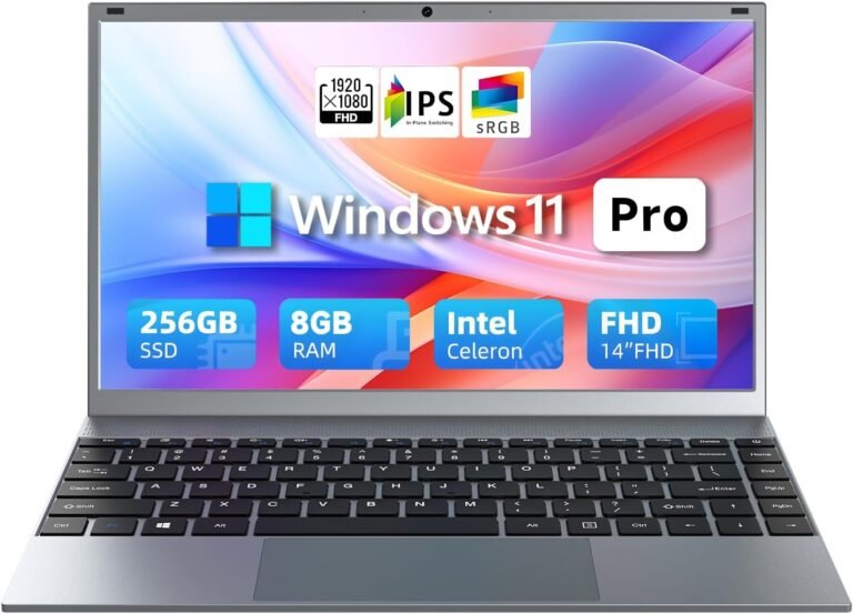 14″ Laptop Computer, Windows 11 Laptop, 8GB RAM 256GB SSD, Intel Pentium Quad-Core Processor(Up to 2.64GHz), FHD 1080P IPS, Wi-Fi 5, BT5.0, Portable Notebook for Office, Students, Families