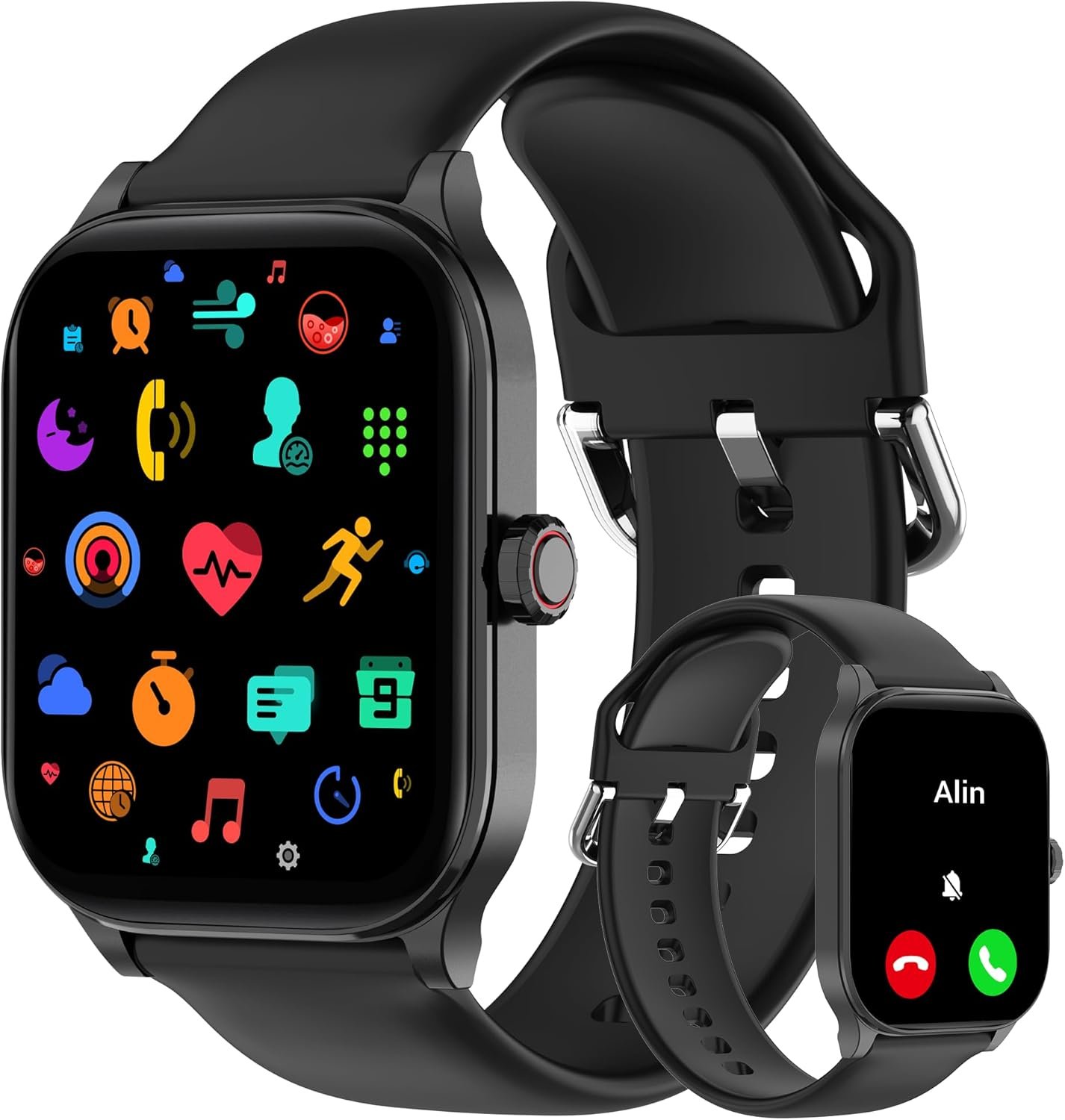Smart Watch (Answer/Make Call), 2.01″ Smartwatch for Android Phones and iPhone with Heart Rate,Sleep Monitor,Pedometer, 100+Sports Fitness Watch, IP68 Waterproof Fitness Tracker for Men Women