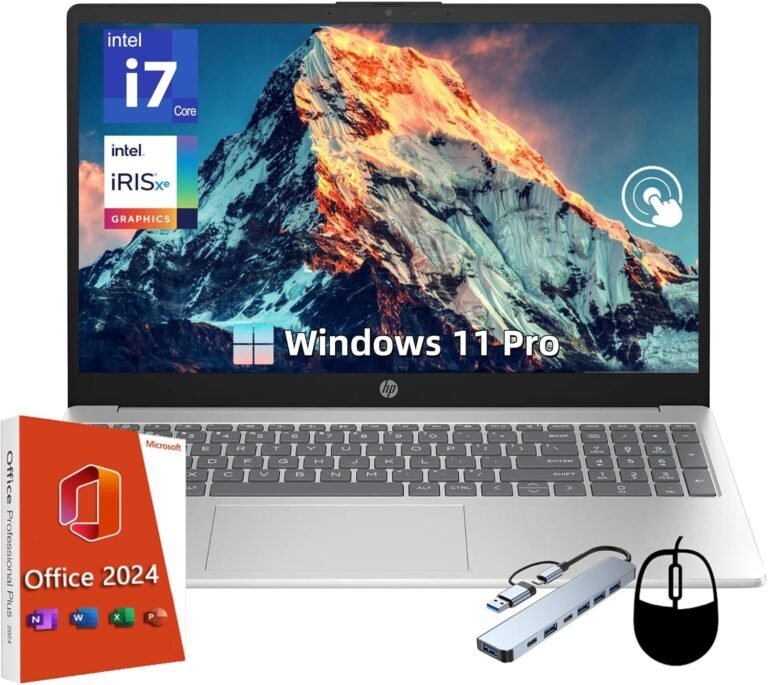 HP Business Laptop, with Office 2024 Lifetime License, 15.6″ FHD Touch Screen, Intel i7-1255U, Intel Iris Xe Graphics, 32 GB RAM, 1 TB SSD, Long Battery Life, Windows 11 Pro, w/Cefesfy Accessories