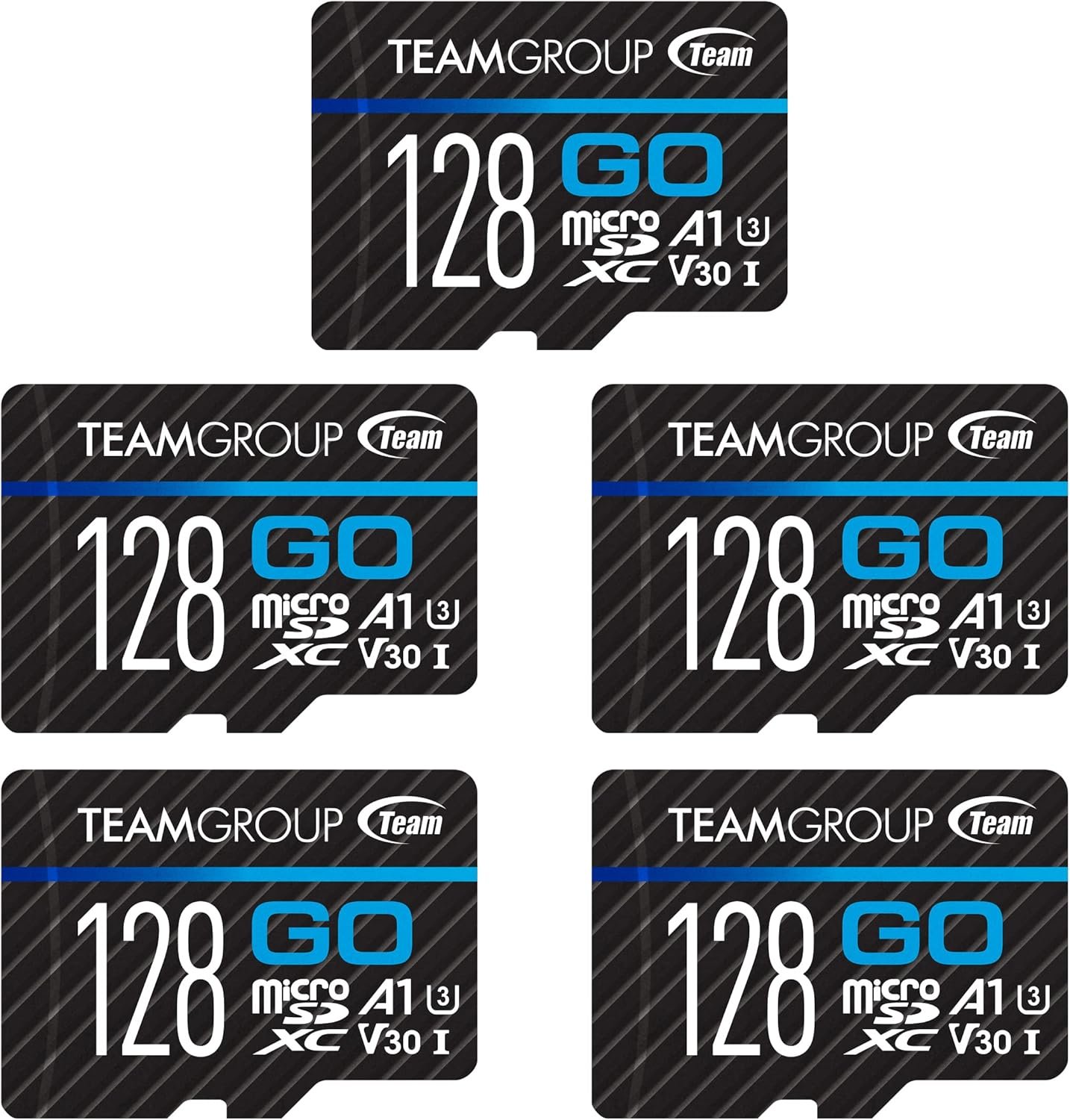 TEAMGROUP GO Card 128GB x 5 PACK Micro SDXC UHS-I U3 V30 4K for GoPro & Drone & Action Cameras High Speed Flash Memory Card with Adapter for Outdoor Sports, 4K Shooting, Nintendo-Switch TGUSDX128GU363 TEAMGROUP GO Card 128GB x 5 PACK Micro SDXC UHS-I U3 V30 4K for GoPro & Drone & Action Cameras High Speed Flash Memory Card with Adapter for Outdoor Sports, 4K Shooting, Nintendo-Switch TGUSDX128GU363