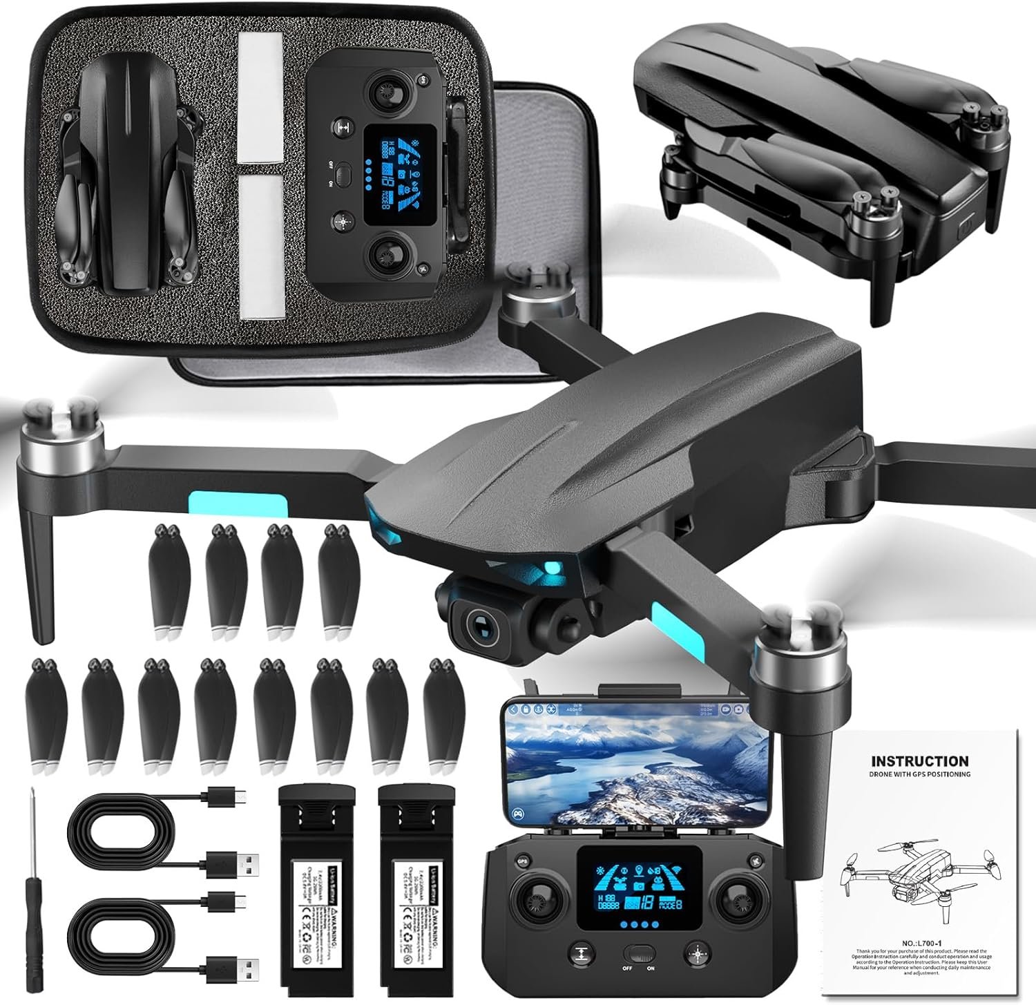 HHD GPS Drones with Camera for Adults 4k, 50 Mins Flight Time, Under 249g, 3800ft FPV Transmission, Brushless Motor, Max Speed 15m/s, Foldable Drone for Adults, Beginner (Black) HHD GPS Drones with Camera for Adults 4k, 50 Mins Flight Time, Under 249g, 3800ft FPV Transmission, Brushless Motor, Max Speed 15m/s, Foldable Drone for Adults, Beginner (Black)