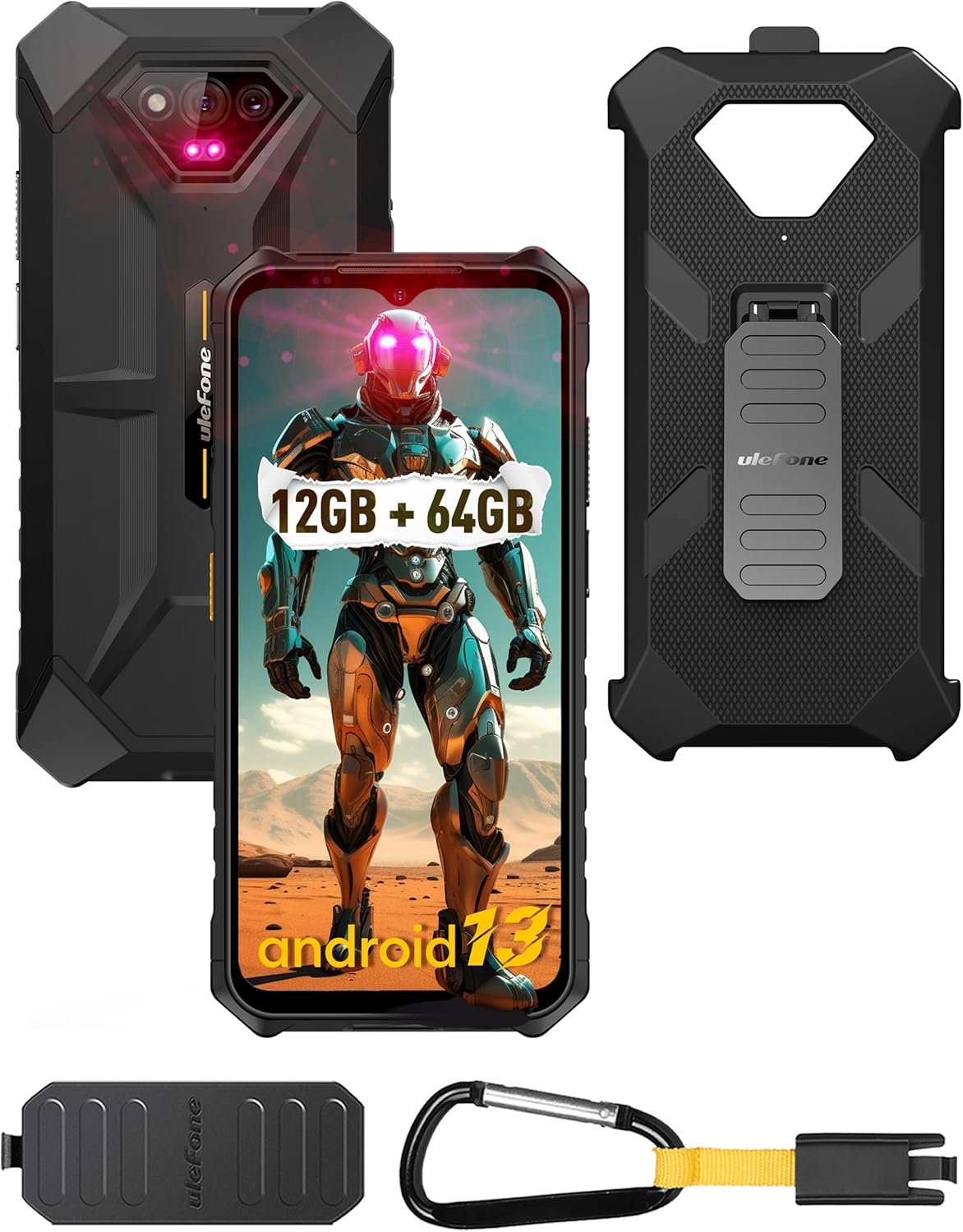 Ulefone Armor X13 & Case Rugged Smartphone, 50MP+24MP Night Vision Camera, Octa-core 12GB RAM 64GB ROM, 6.52 inch Screen, 6320mAh, Global Dual 4G, NFC/OTG/GPS/IP68/IP69K, Black Ulefone Armor X13 & Case Rugged Smartphone, 50MP+24MP Night Vision Camera, Octa-core 12GB RAM 64GB ROM, 6.52 inch Screen, 6320mAh, Global Dual 4G, NFC/OTG/GPS/IP68/IP69K, Black