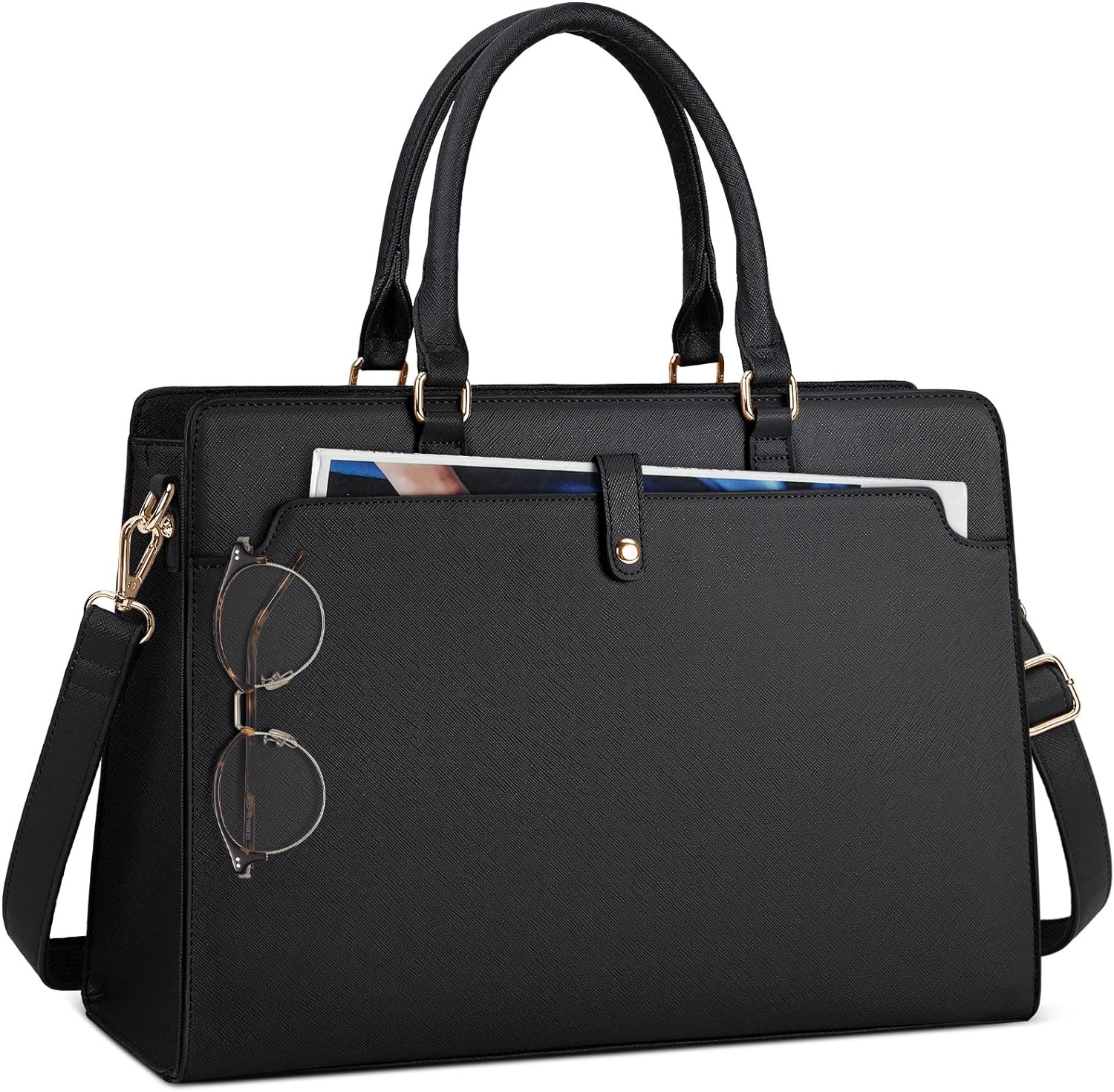 RAINSMORE Laptop Bag for Women 15.6 Inch Laptop Tote Bag Leather Work Bag Waterproof Womens Briefcase Business Office Computer Tote Bag Large Capacity Handbag Shoulder Bag Black RAINSMORE Laptop Bag for Women 15.6 Inch Laptop Tote Bag Leather Work Bag Waterproof Womens Briefcase Business Office Computer Tote Bag Large Capacity Handbag Shoulder Bag Black