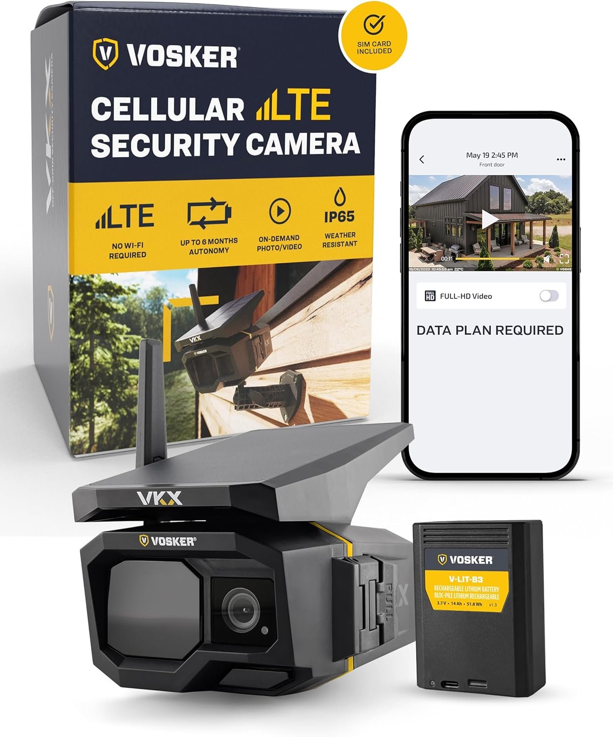 Vosker VKX Solar Powered 4G-LTE Outdoor Cellular Security Camera – No WiFi Needed, Motion Activated, Night Vision, SIM Card Included, On-Demand Mode – 15s Video Clips, IP65 Weather-Resistant Vosker VKX Solar Powered 4G-LTE Outdoor Cellular Security Camera – No WiFi Needed, Motion Activated, Night Vision, SIM Card Included, On-Demand Mode – 15s Video Clips, IP65 Weather-Resistant