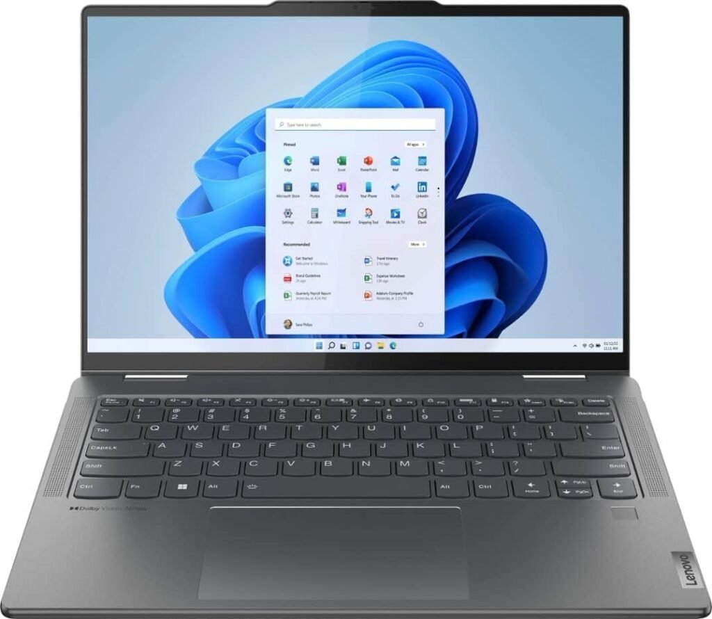 Lenovo Yoga 7 14AHP9 2-in-1 Laptop 2024, 14″ WUXGA IPS Touchscreen, AMD Ryzen 5 8640HS 6-Core, Radeon Graphics, 8GB LPDDR5 512GB SSD, Backlit Keyboard Fingerprint Wi-Fi 6E, Win11 Pro, COU 32GB USB