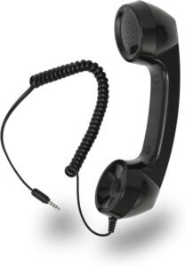 Jiawu Vintage Retro Telephone Handset, Cell Phone Receiver MIC Microphone Speaker for Cellphone, Smartphone and Computers, Old Telephone Headse with 3.5 mm Socket (Black)