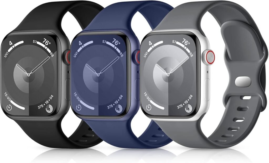 GEAK Compatible with Apple Watch Bands for Men, Soft Silicone Sport Bands Compatible with Apple Watch Band Series 10 46mm 44mm 45mm 42mm 49mm,Replacement Straps for iWatch Series 10/9/8/7/6/5/4/3