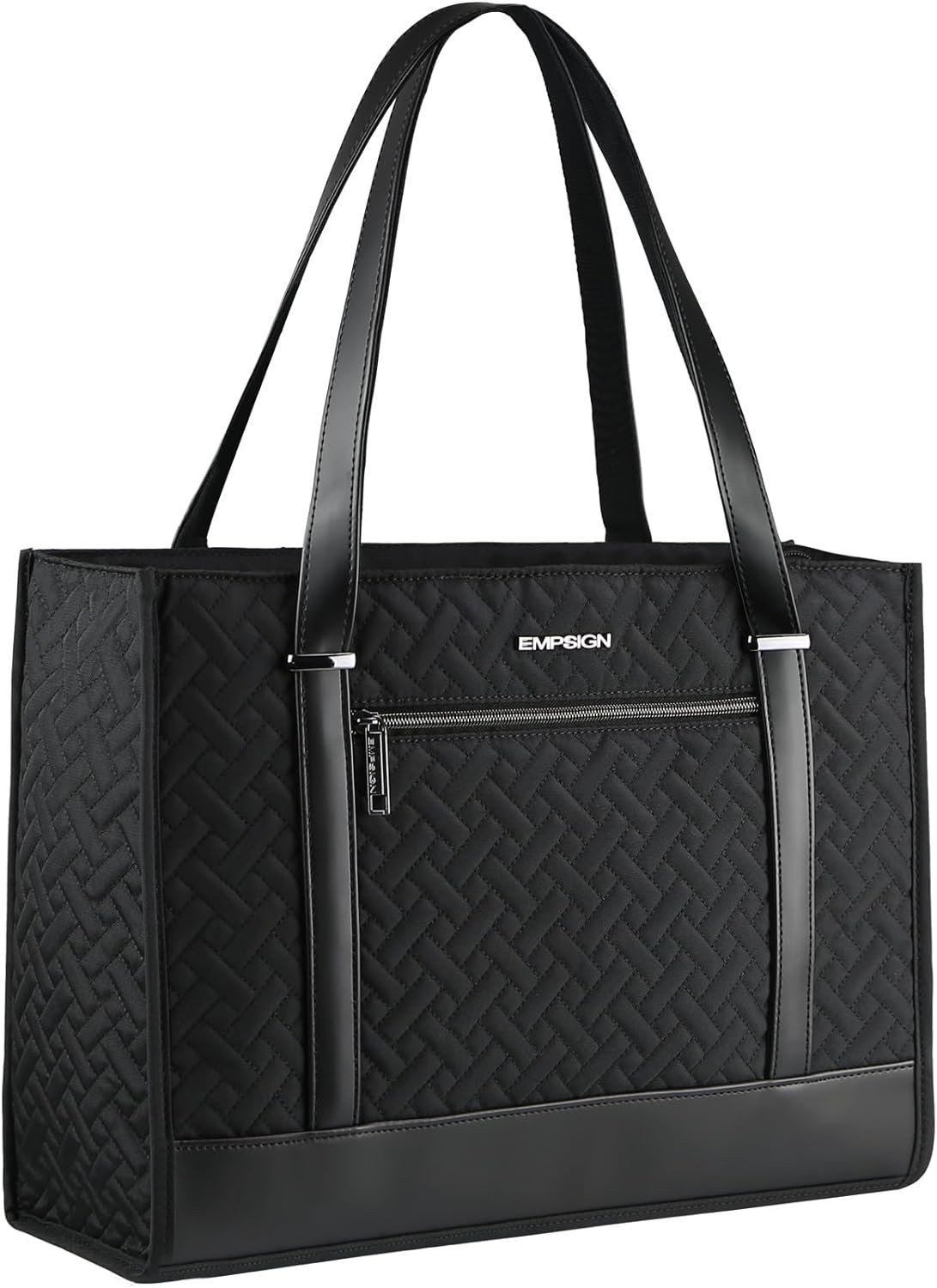 EMPSIGN Laptop Tote bag for women 16 Inch, Stylish Computer Shoulder Tote Bag for Work, Large Capacity Quilted Laptop Briefcase, Waterproof Women Business Office Bag, Quilted Black EMPSIGN Laptop Tote bag for women 16 Inch, Stylish Computer Shoulder Tote Bag for Work, Large Capacity Quilted Laptop Briefcase, Waterproof Women Business Office Bag, Quilted Black