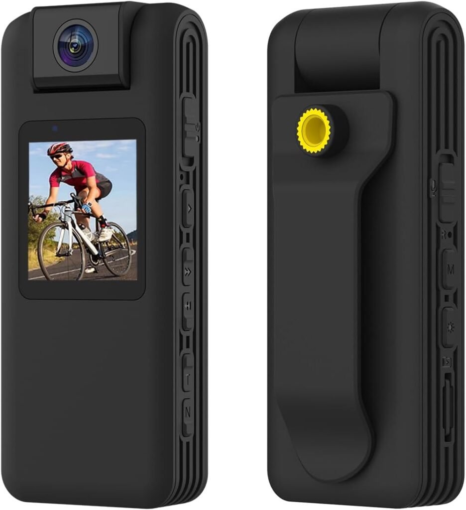 Mini Body Camera 1080P Portable Small Body Worn Cam Wearable Pocket Video Recorder with 1.3″ LCD，180° Rotatable Lens，Night Vision, Loop Record for Home, Outdoor, Law Enforcement, Security Guard