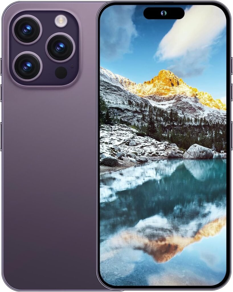 A15 promax Unlocked Cell Phones2024 Android 13 Smartphone with Snapdragon 8cen2 Processor|8GB+256GB|8-Core 6.8″ HD Screen 24MP+50MP|Camera 6800 mAh Long Battery with 5G Dual SIM(Purple)
