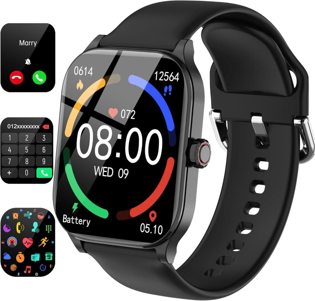 Smart Watch(Answer/Make Call), 1.85″ HD Smartwatch for Women Men, Fitness Tracker with 100+ Sport Modes, IP68 Waterproof, Heart Rate/Sleep/Spo2 Monitor, Activity Tracker for Android and iPhone