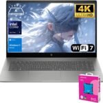 HP Envy 17.3″ 4K Ultra 7 Laptop, 17.3″ 4K UHD 3840 * 2160 Display, Intel Core Ultra 7 155H, 64GB DDR5 RAM, 2TB SSD, HDMI, Webcam, Backlit KB, Wi-Fi 7, W11H, Grey, Adata 512 External SSD Bundle