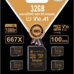 Amplim 32GB Micro SD Card, 4 Pack MicroSD Memory Plus Adapter, MicroSDHC Class 10 UHS-I U1 V10 TF Extreme High Speed Switch, GoPro Hero, Raspberry Pi, Phone Galaxy, Camera Cam, Tablet, PC
