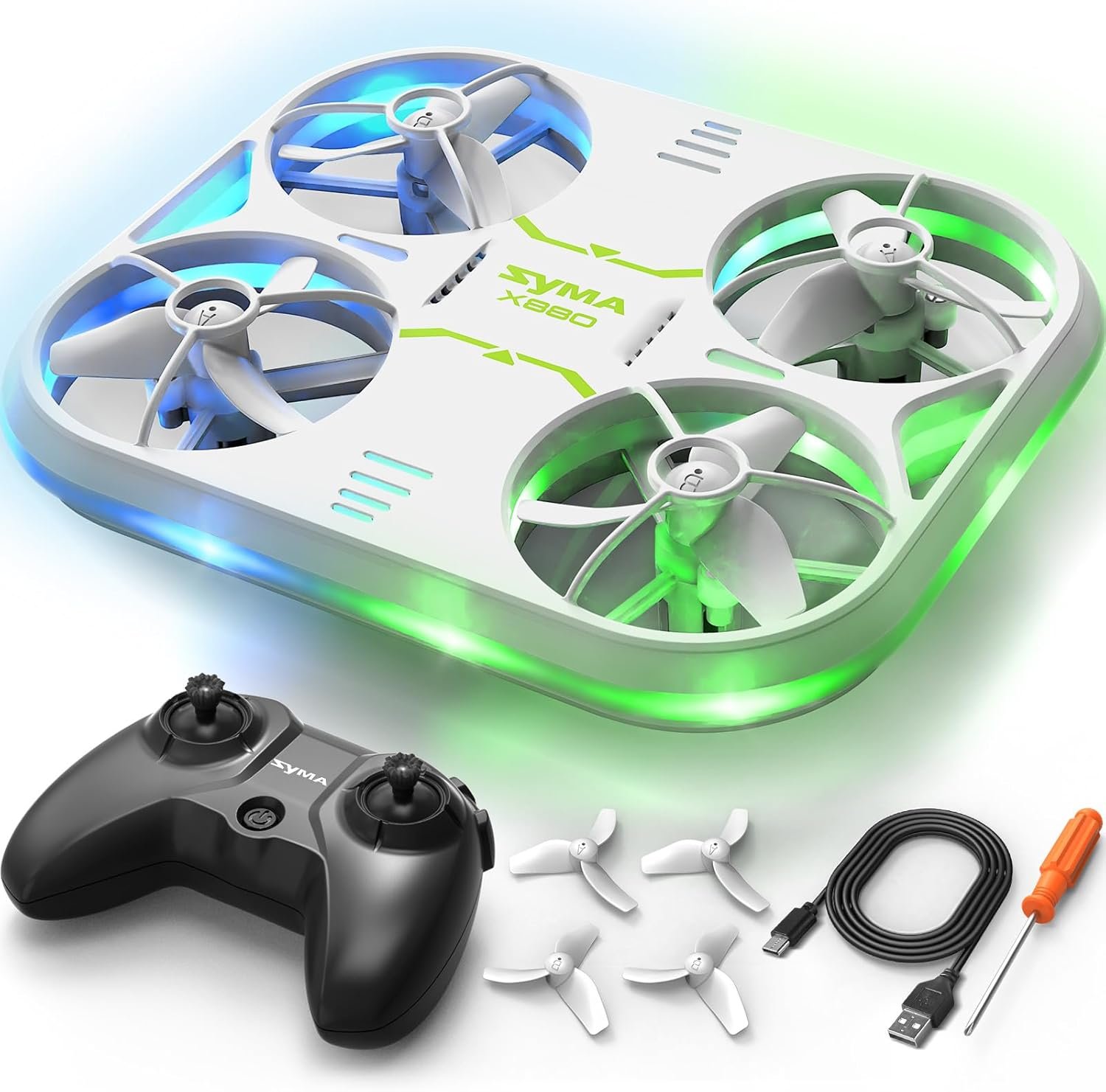 SYMA Kids Drone with LED Lights – X880 Indoor Drone with Altitude Hold, Easy to Fly Quadcopter with Full Protection, 360° Flips RC Helicopter UFO Gift for Adults Beginners SYMA Kids Drone with LED Lights – X880 Indoor Drone with Altitude Hold, Easy to Fly Quadcopter with Full Protection, 360° Flips RC Helicopter UFO Gift for Adults Beginners