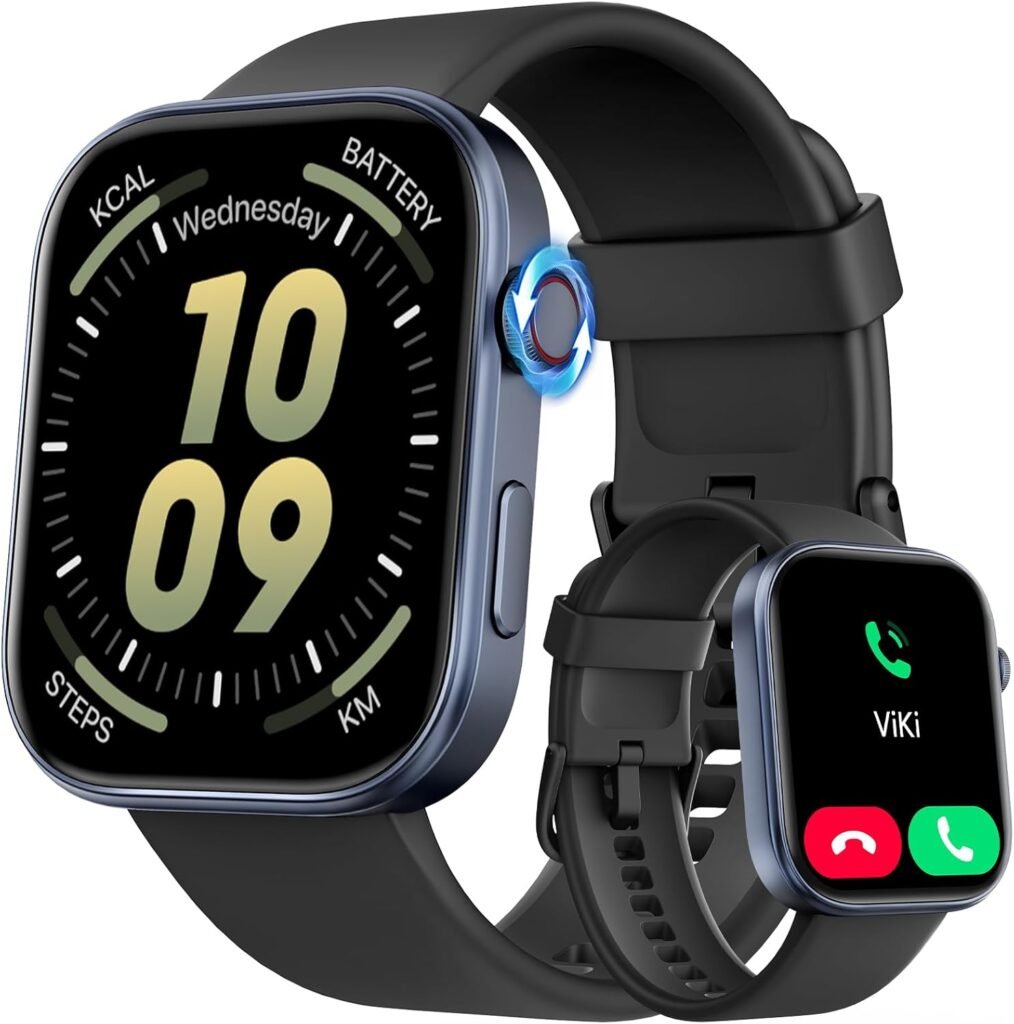 Tensky Smart Watch for Men/Women Android & iOS, AI Voice, 1.99″ AMOLED Fitness Tracker with Bluetooth Call, 3ATM Waterproof Heart Rate/Sleep/SpO2 Monitor, Pedometer, 100+ Sports, 12 Days Battery Life