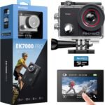 AKASO EK7000 Pro 4K30fps Action Camera with Touch Screen EIS 131ft Waterproof Underwater Camera Remote Control 5X Zoom with Helmet Accessories Kit (with 128GB MicroSD Card)