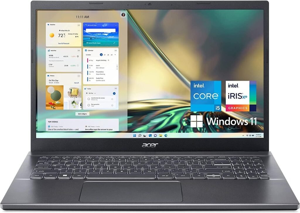 acer 2024 Aspire 5 15.6″ FHD IPS Laptop PC 10-Core 12th Intel Core i5-1235U Iris Xe Graphics 8GB DDR4 256GB NVMe SSD WiFi AX RJ-45 BT HDMI Webcam Thunderbolt 4 Backlit KB Windows 10 Home w/RE USB