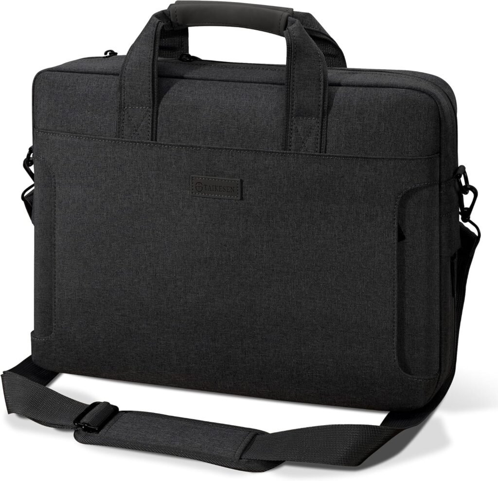 Laptop Shoulder Bag, 13-14-15-15.6-17.3 Inch Laptop/Tablet, Water-Repellent Fabric, Business for Men Women (17.3 inch, Black)