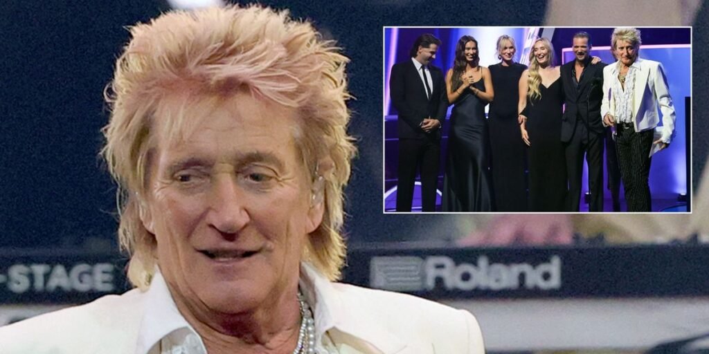 Sir Rod Stewart, 80, joined by children in rare public appearance after cancelling string of gigs due to illness