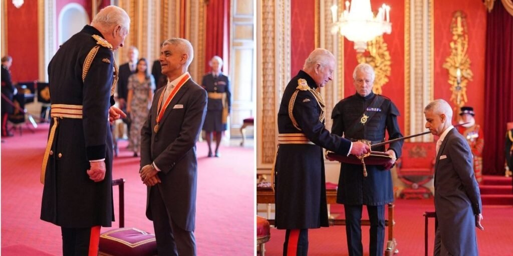 King Charles bestows knighthood on Sir Sadiq Khan at Buckingham Palace