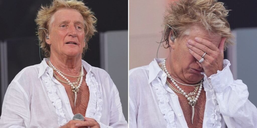 Rod Stewart, 80, halts BBC Glastonbury set to make political statement amid backlash to Nigel Farage endorsement