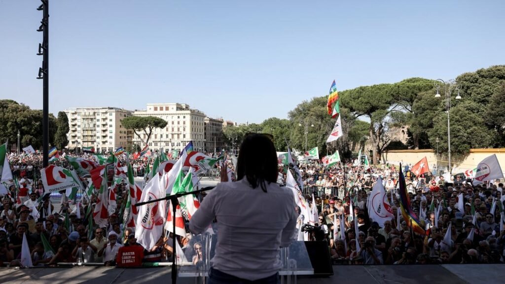 Thousands of demonstrators march through Rome, calling for immediate end to war in Gaza