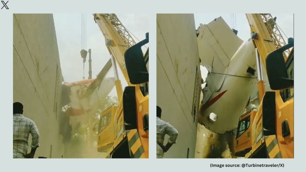 Watch: crane lifts Air India plane’s wreckage from crash site in Ahmedabad | Trending News