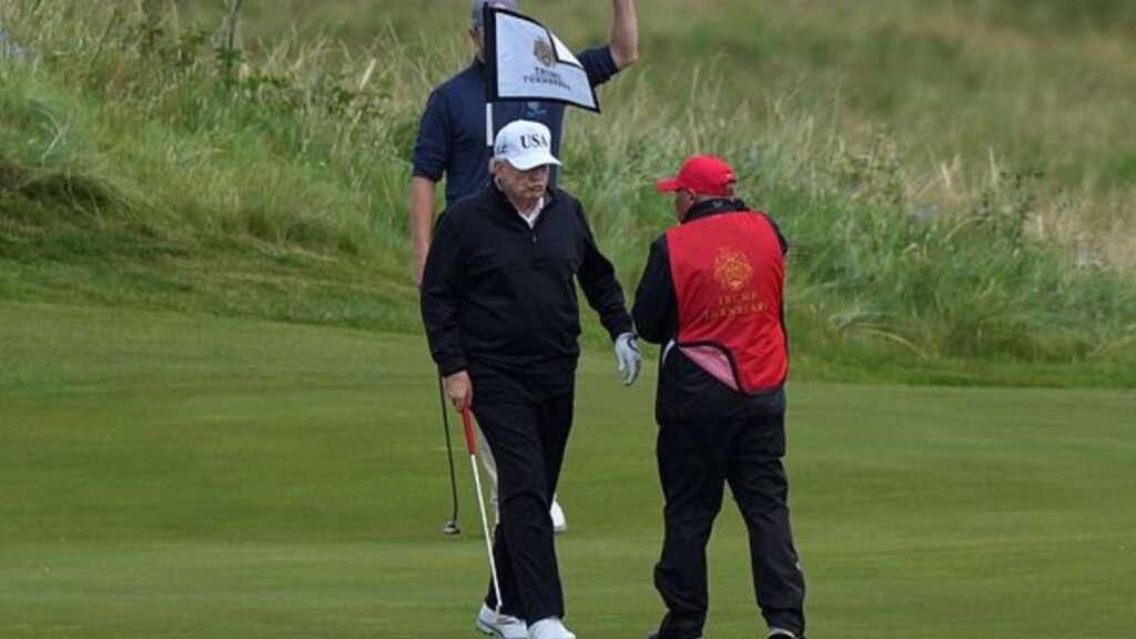 Trump plays golf in Scotland while protesters take to the streets and decry his visit  | World News