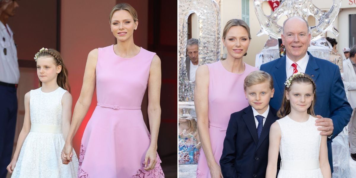 Princess Charlene turns heads wearing £4,400 pink dress as Prince Albert delivers speech