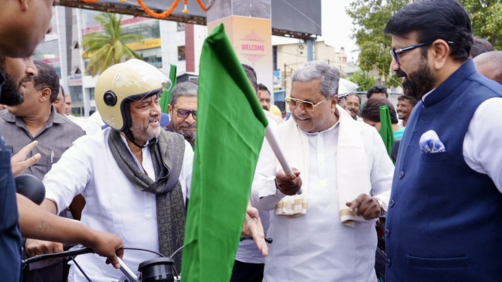 Karnataka Deputy CM Shivakumar rides college-day bike on newly inaugurated flyover ramp in Bengaluru. Watch | Bangalore News