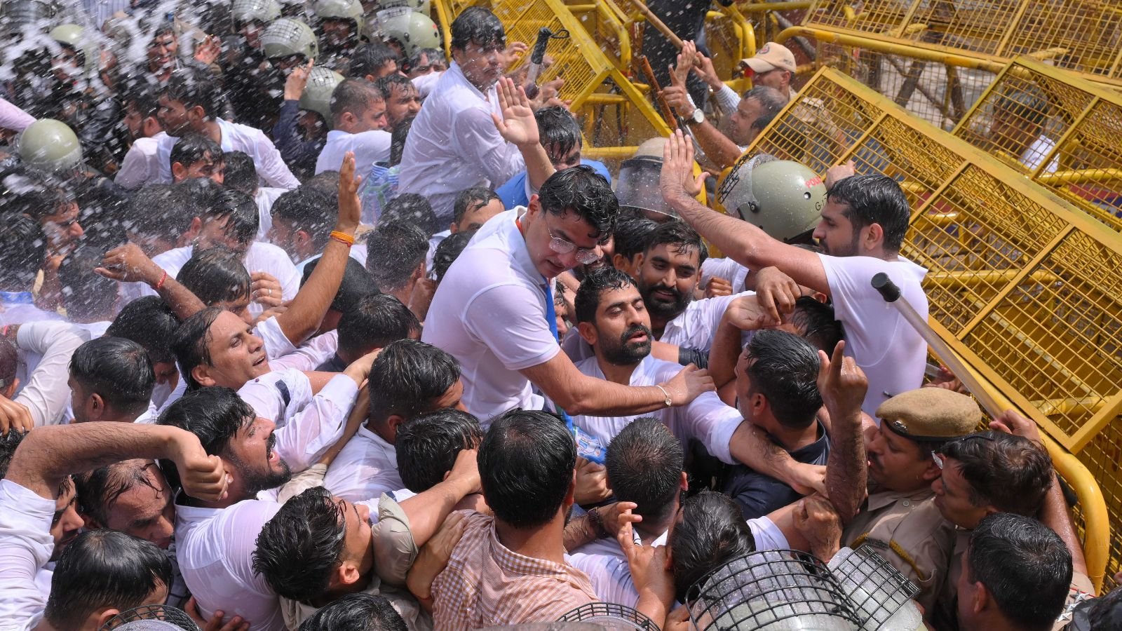 NSUI demands student union polls: Rajasthan Congress leaders face water cannons, over 30 detained | India News