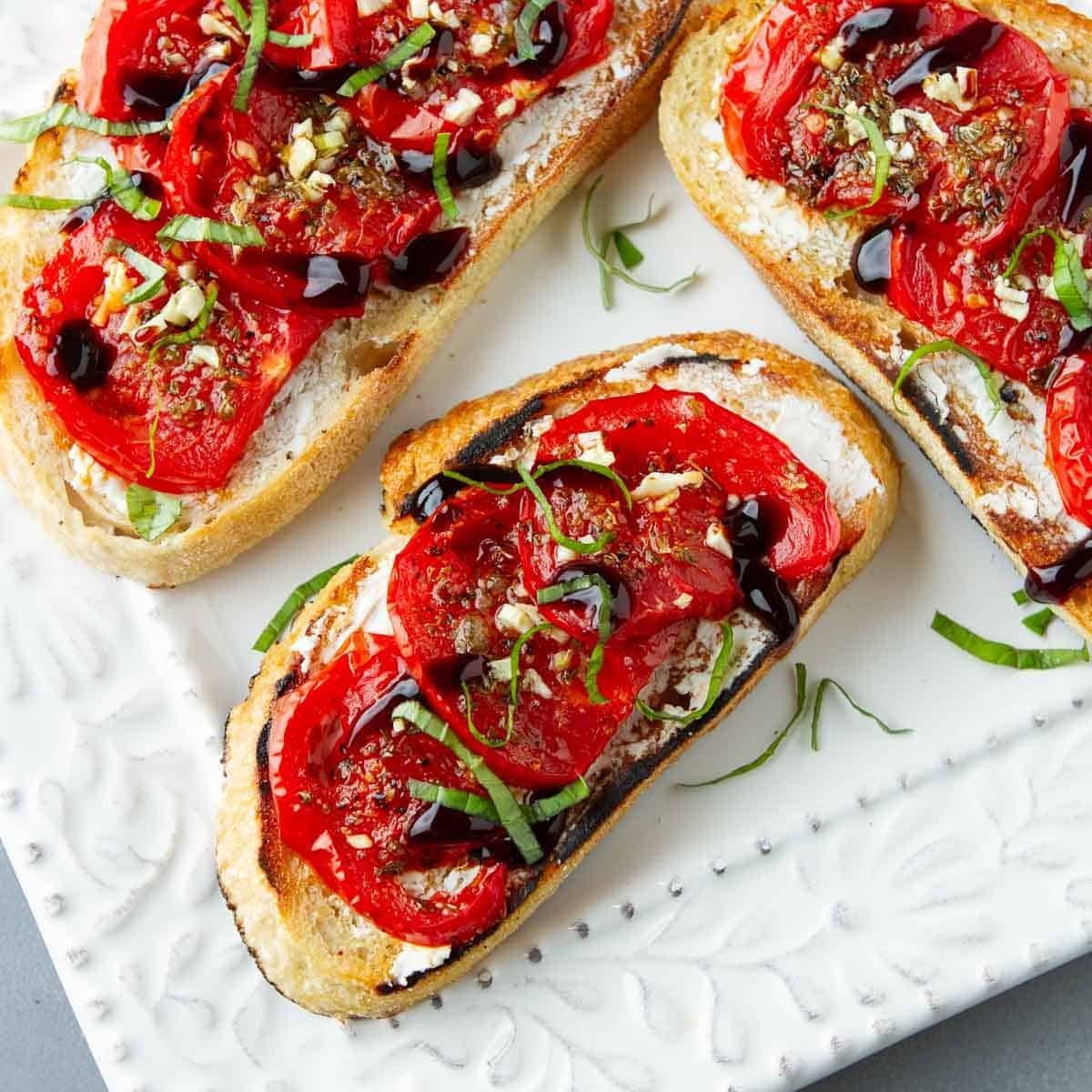 Roasted Tomato Toast with Goat Cheese