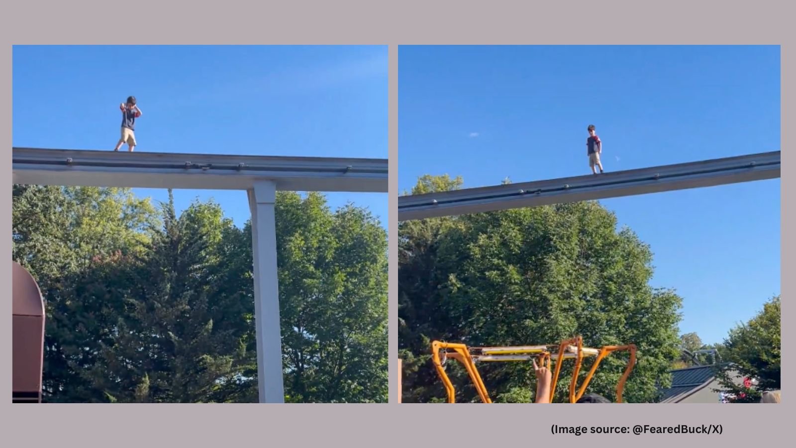 Boy seen walking on elevated monorail track at US amusement park, video shows dramatic rescue | Trending News