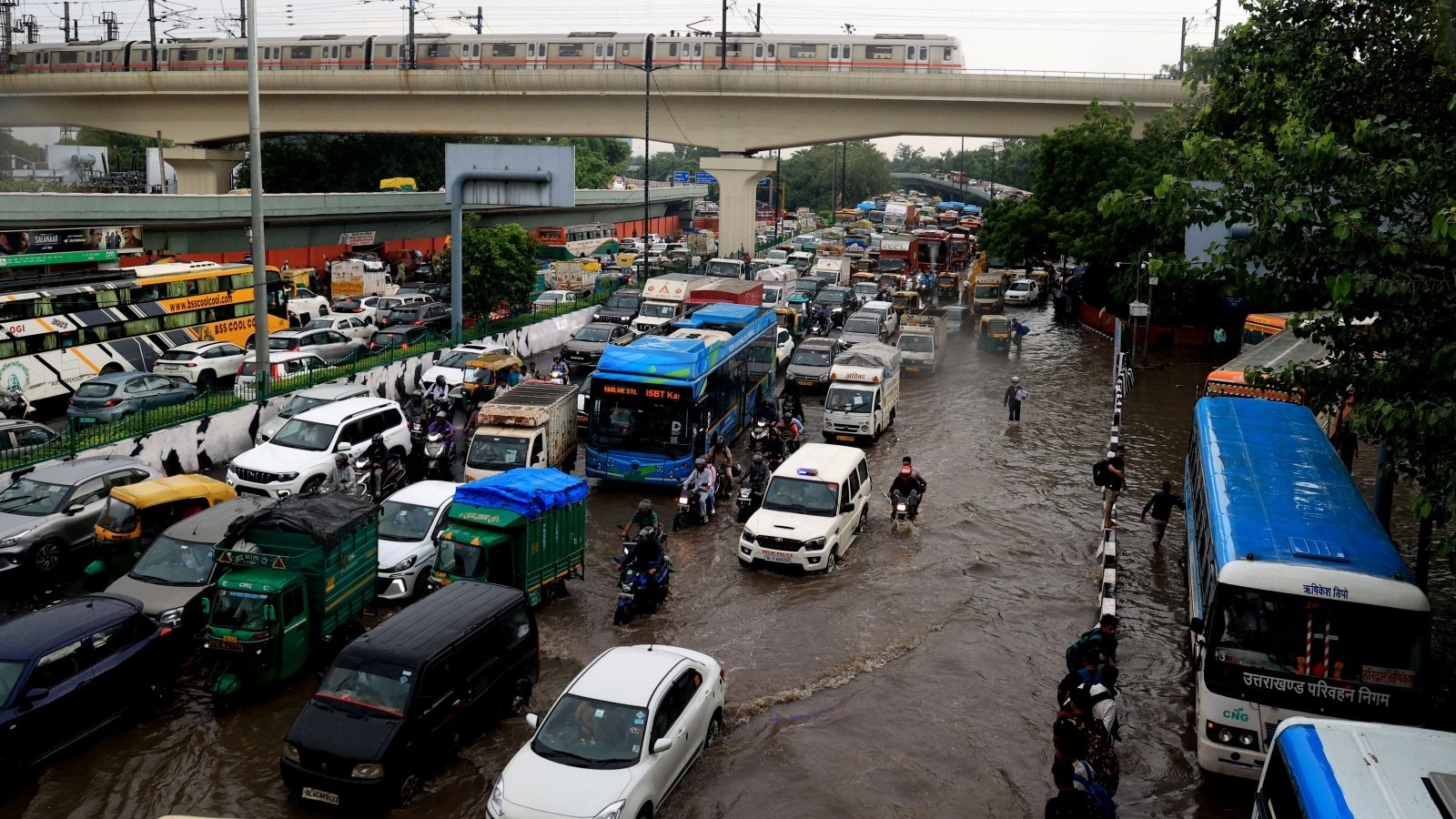 Another day of traffic snarls, waterlogging and road diversions in Delhi amid rain fury | Delhi News