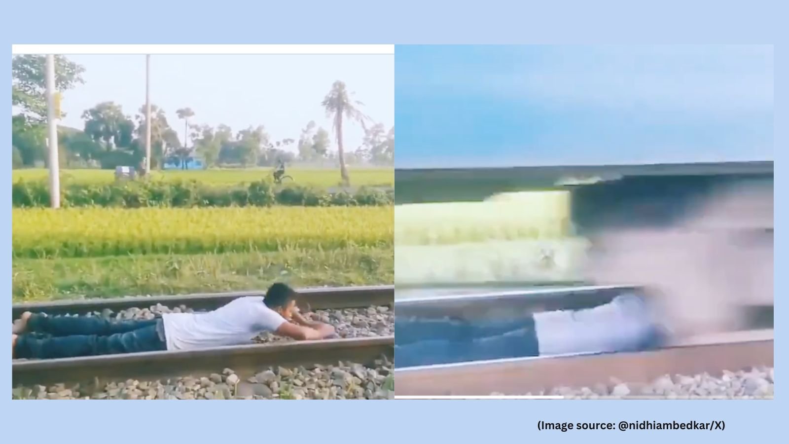 Man lies on railway tracks as train passes over him; video sparks outrage over ‘reel culture’ | Trending News