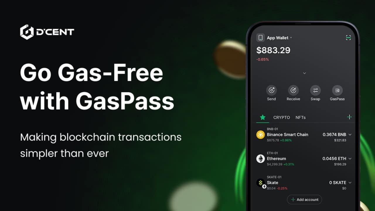 D’CENT Wallet Introduces GasPass, Enabling Gas-Free Crypto Transfers