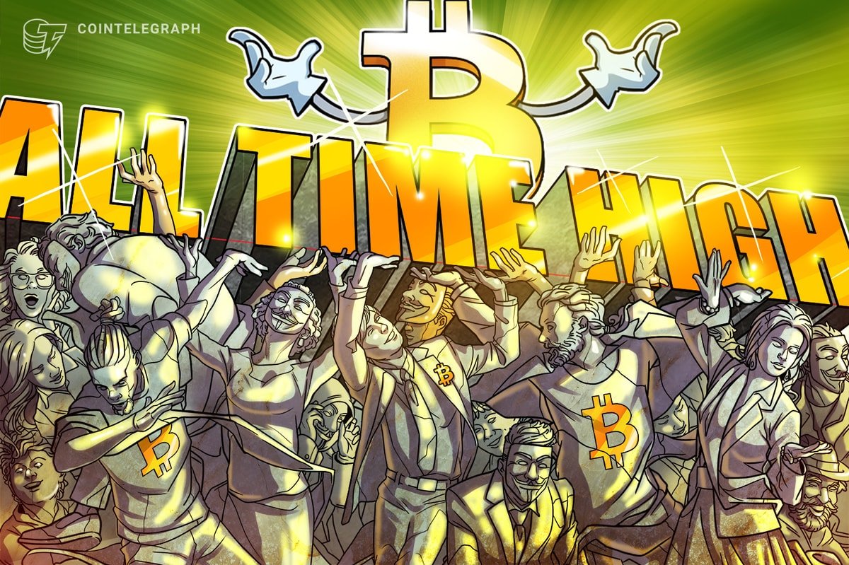 BTC Nears Record Highs as Total Market Cap Peaks at .21T