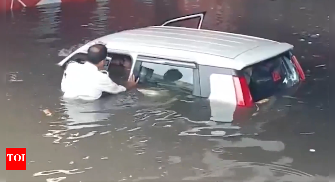Neck-deep water, no fear: Underpass turns death trap in flooded Mathura; cop’s heroic act saves trapped family — watch | Lucknow News