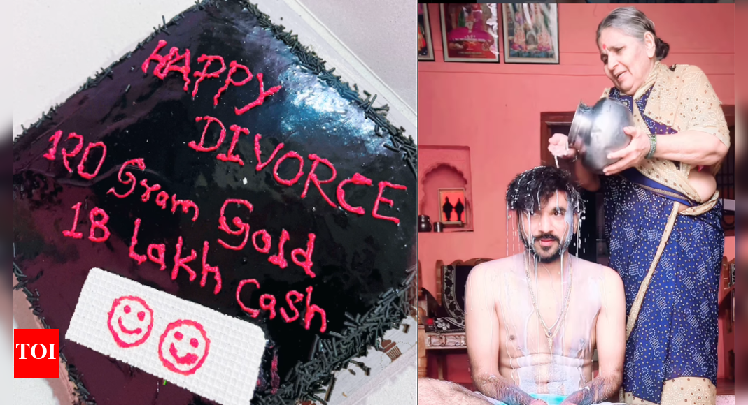 ‘Single hoon, khush hoon’: Man performs ‘shuddhi’ milk bath ritual, cuts cake after divorce – Watch | India News