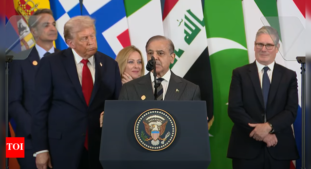 Watch: Donald Trump pauses speech, asks Pak PM Shehbaz Sharif to say ‘few words’; Sharif kowtows, parrots ceasefire claim