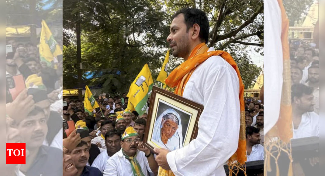 Bihar polls: Tej Pratap files nomination from Mahua with grandma’s photo; sister Rohini wishes him luck | India News