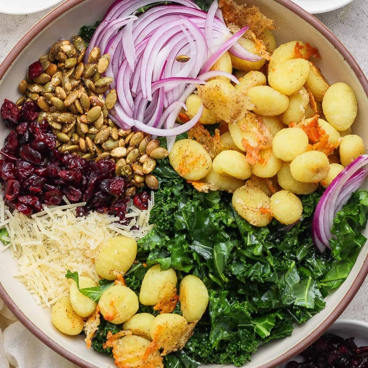 Gnocchi Salad with Kale and Garlic Parmesan Dressing