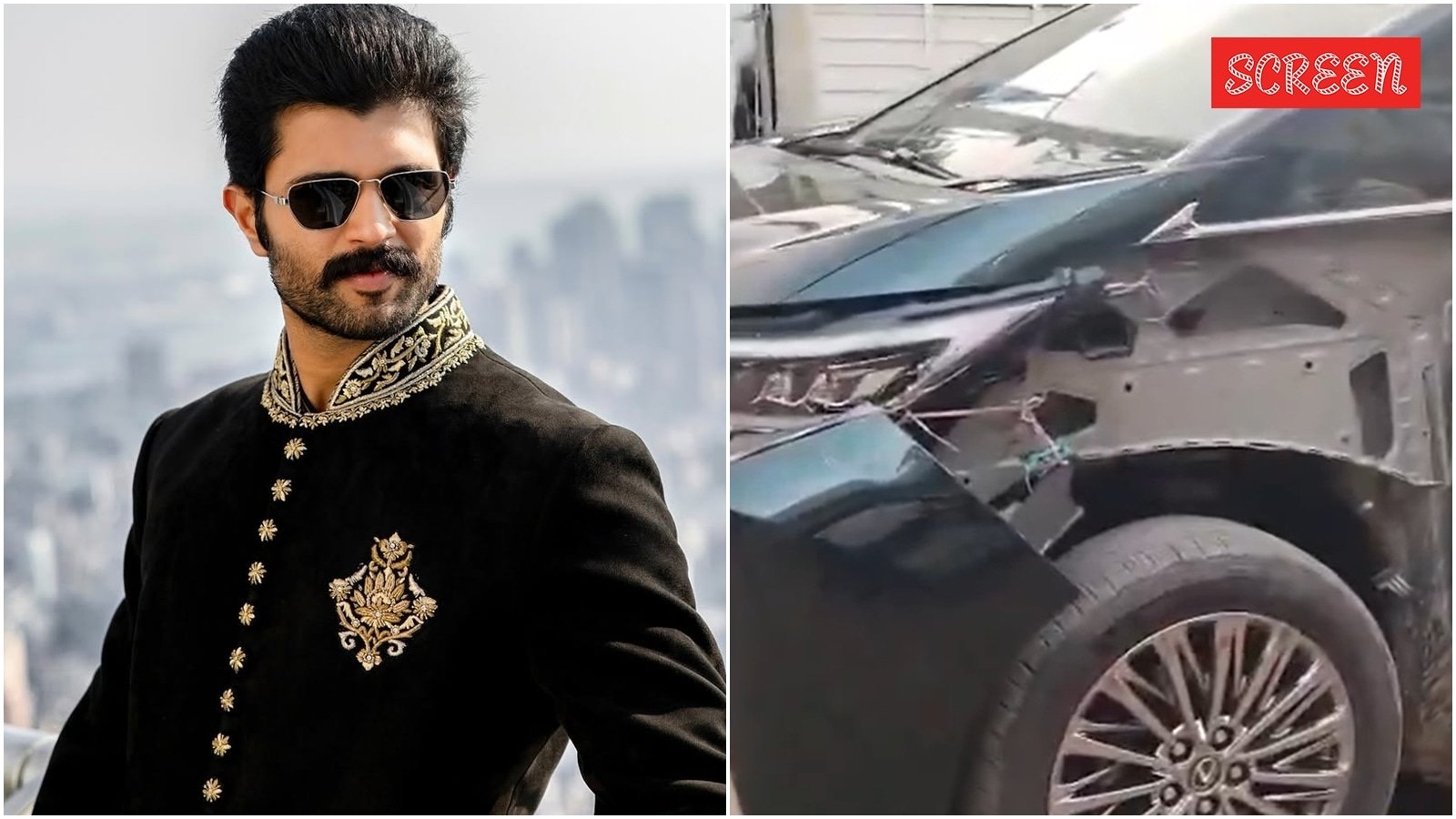 Vijay Deverakonda escapes unhurt after car meets with accident in Telangana. Watch | Telugu News