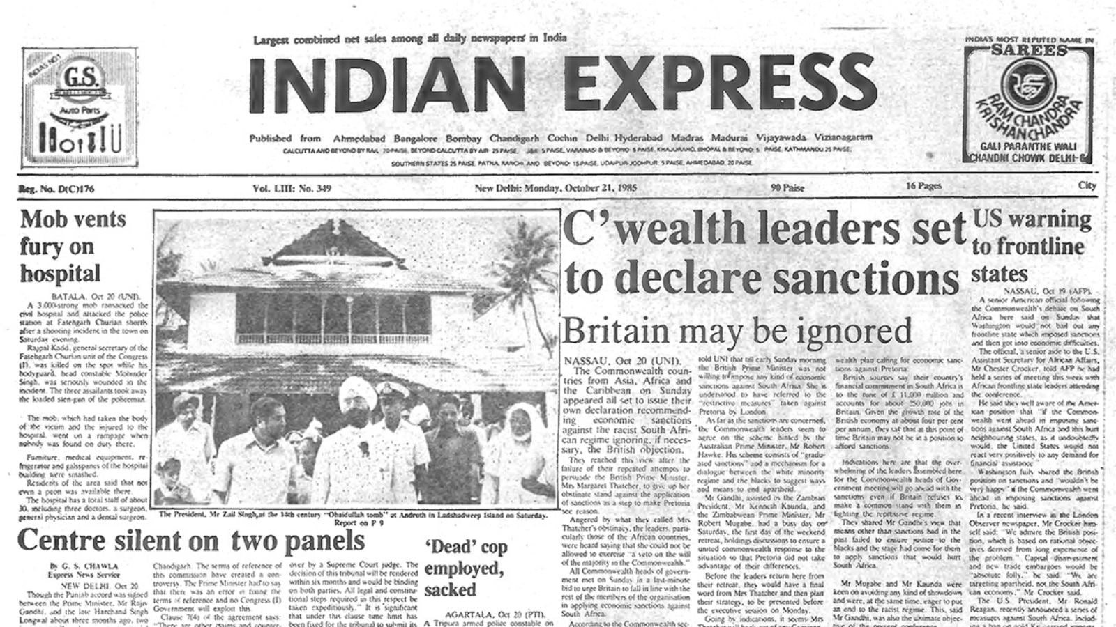 October 21, 1985, Forty Years Ago: C’wealth sanctions